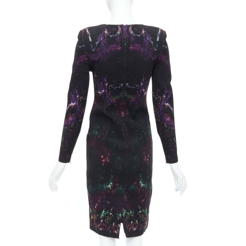 Alexander McQueen Feather Print Dress Black Wool Never worn - Box View