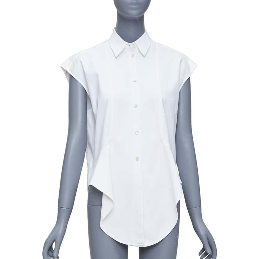 Balenciaga Drape Collared Shirt White Cotton Fair condition - Front View