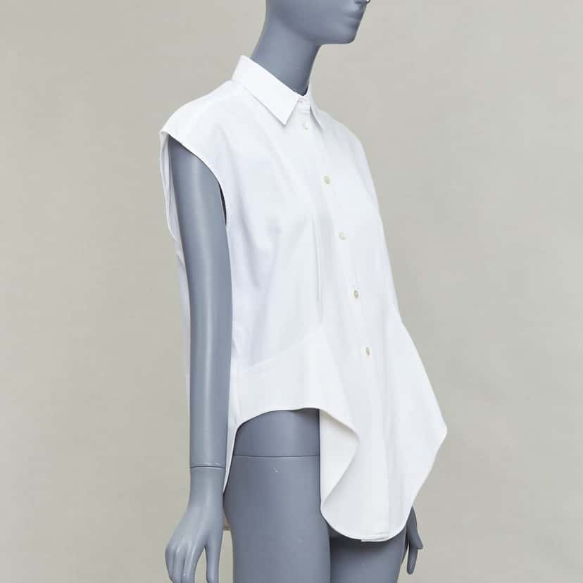 Balenciaga Drape Collared Shirt White Cotton Fair condition - Inside View