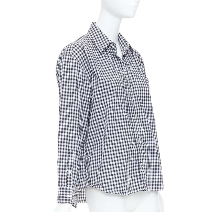 Burberry Check Gingham Shirt Black Cotton Never worn - Inside View