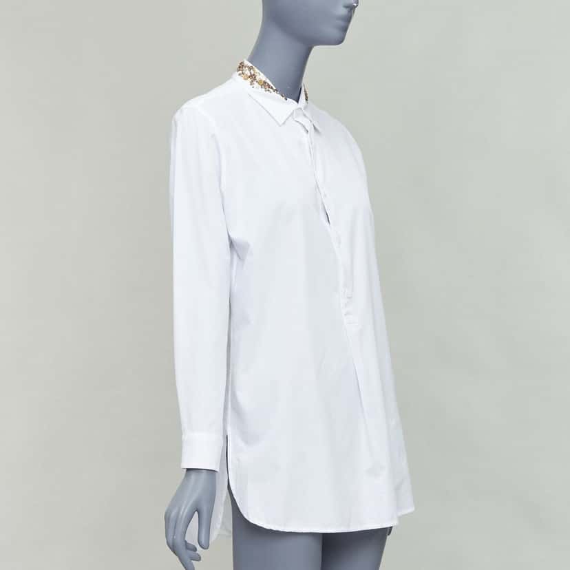 YOHJI YAMAMOTO Sequinned Collar Shirt White Cotton Good condition - Inside View