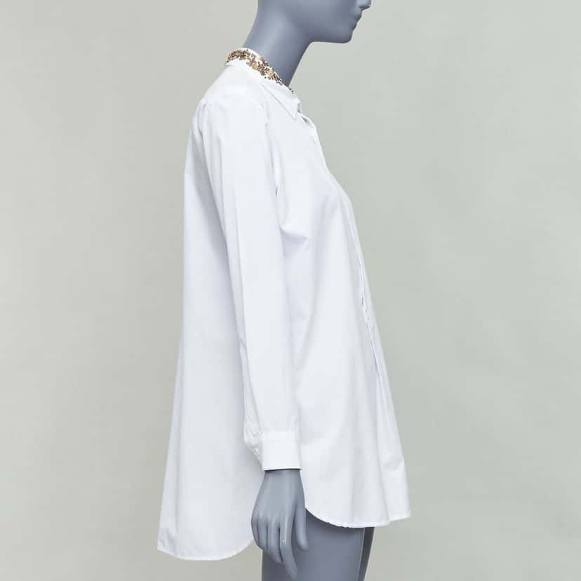 YOHJI YAMAMOTO Sequinned Collar Shirt White Cotton Good condition - Model View