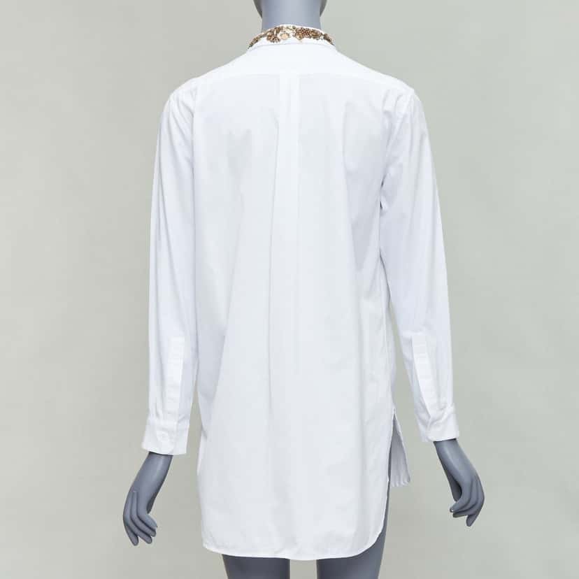 YOHJI YAMAMOTO Sequinned Collar Shirt White Cotton Good condition - Box View