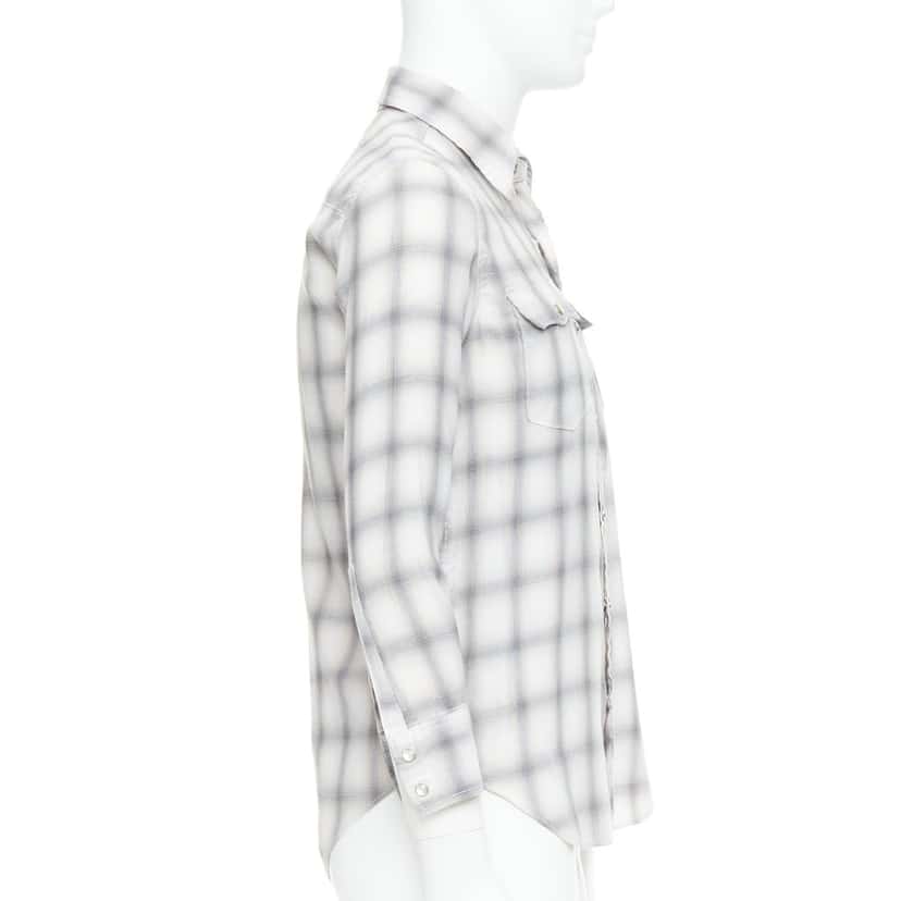Saint Laurent Snap Button Shirt Grey Polyester Very good condition - Model View
