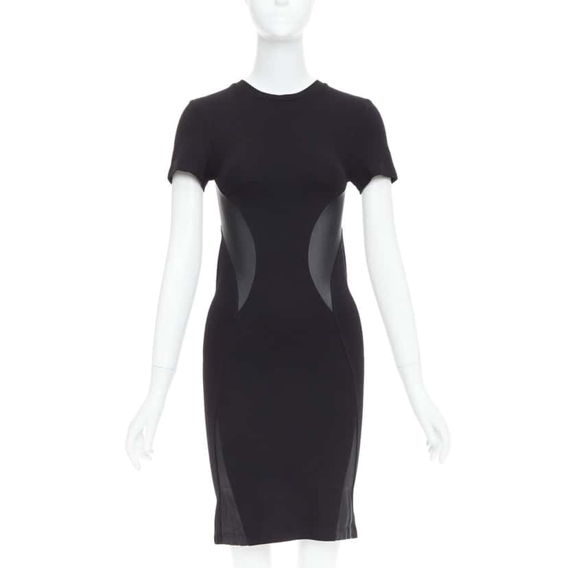 MCQ Leather Bodycon Dress Black Polyester Very good condition - Front View