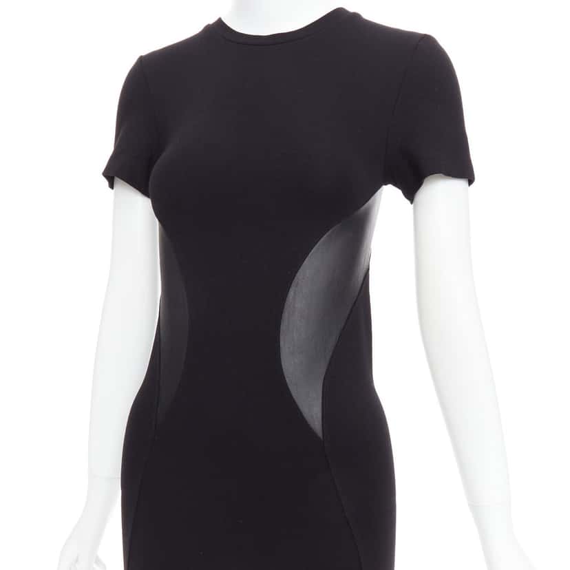 MCQ Leather Bodycon Dress Black Polyester Very good condition - Back View