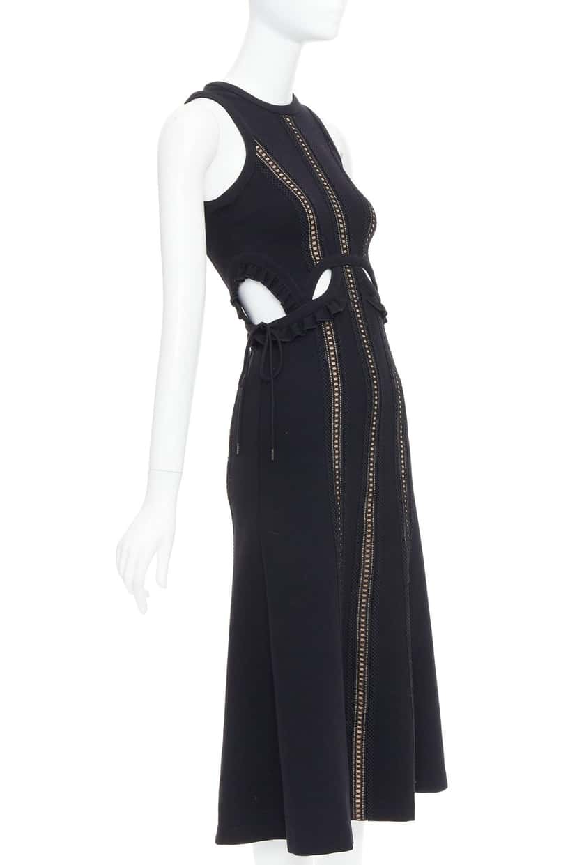 SELF-PORTRAIT Lattice Overlay Dress Black Polyester Very good condition - Inside View