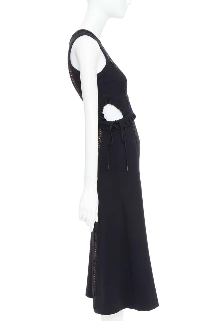 SELF-PORTRAIT Lattice Overlay Dress Black Polyester Very good condition - Model View