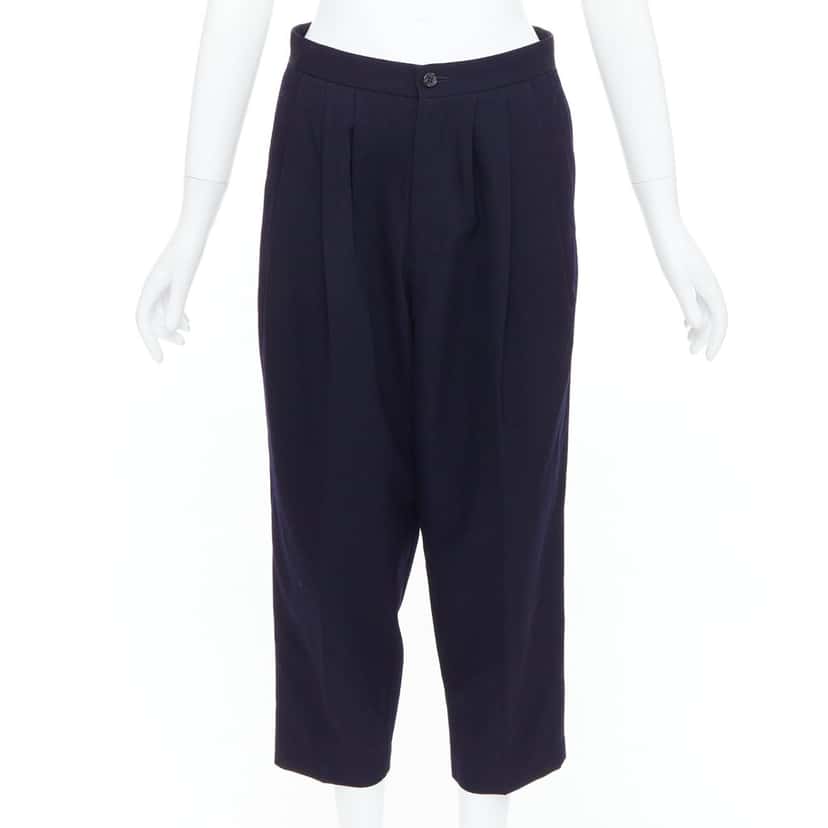 Comme Des Garcons Balloon Cropped Pants Navy Wool Very good condition - Front View
