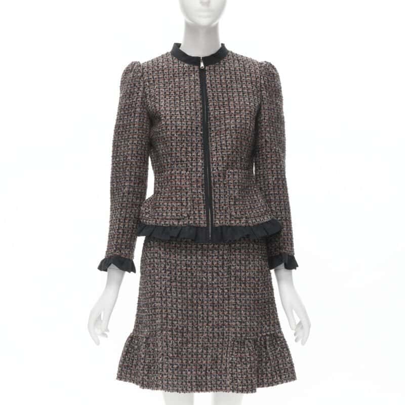 RED VALENTINO GARAVANI Tweed Skirt Set Red Tweed Never worn - Front View