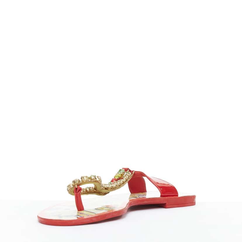 DOLCE & GABBANA Crystal Majolica Sandals Red Leather Good condition - Model View