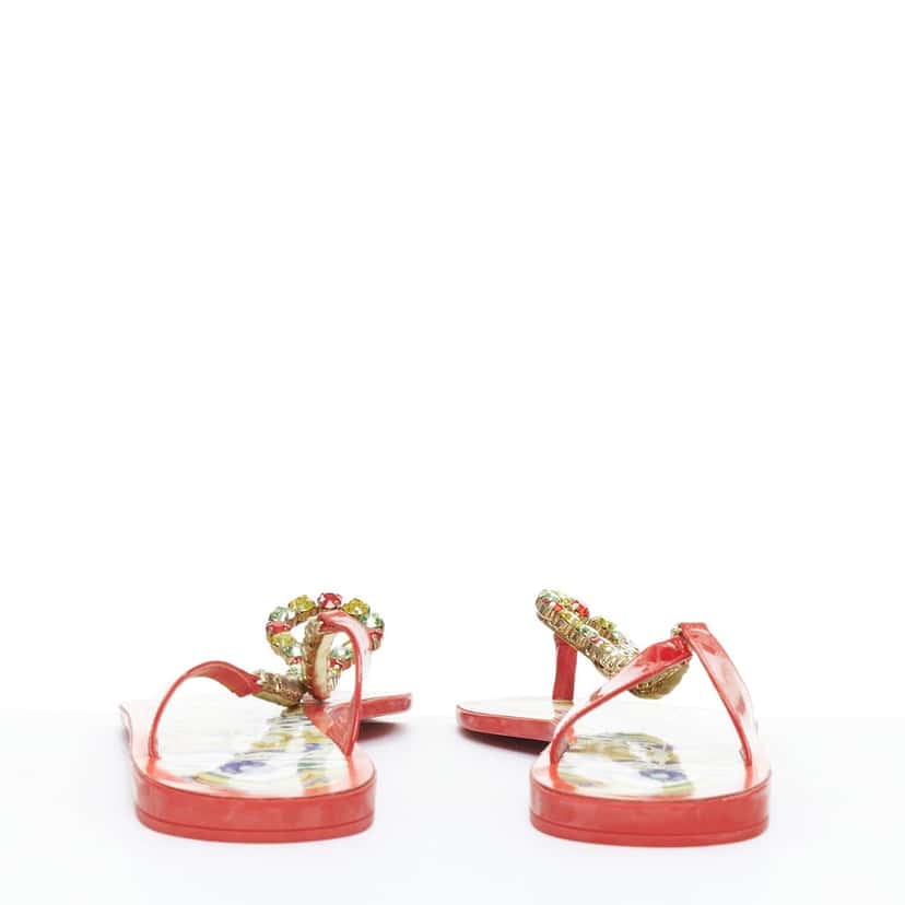 DOLCE & GABBANA Crystal Majolica Sandals Red Leather Good condition - Box View