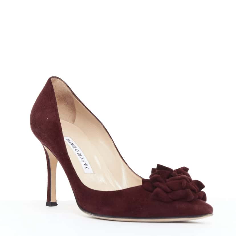 Manolo Blahnik Lisa Burgundy Suede Good condition - Back View