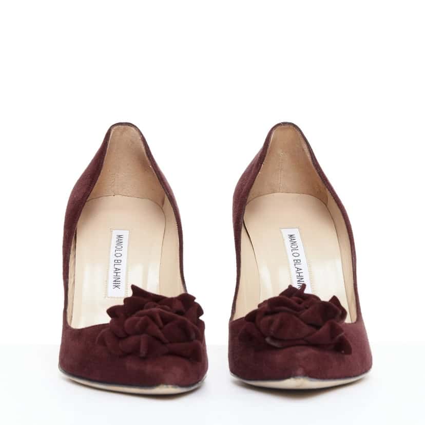 Manolo Blahnik Lisa Burgundy Suede Good condition - Inside View