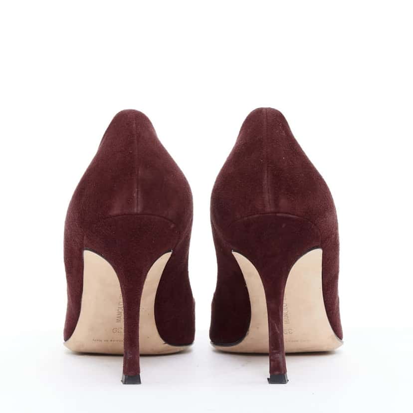 Manolo Blahnik Lisa Burgundy Suede Good condition - Box View