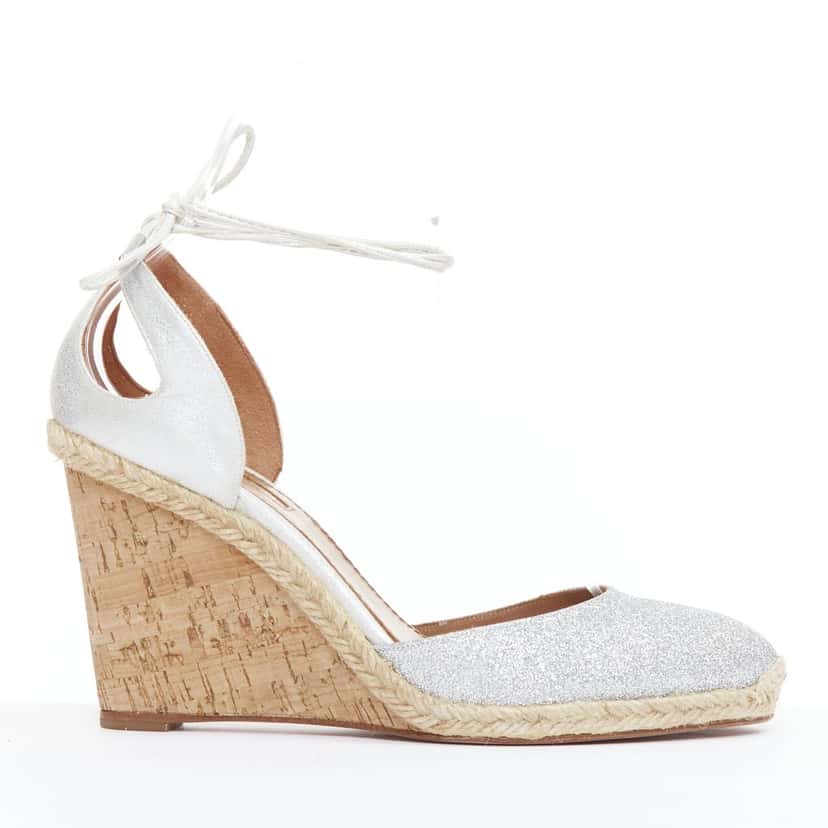 Aquazzura Palm Beach Silver Leather Very good condition - Front View