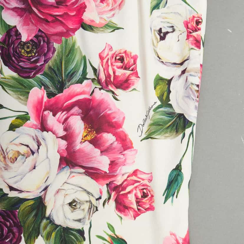 DOLCE & GABBANA Floral Elastic Skirt Beige Viscose Fair condition - Inside View