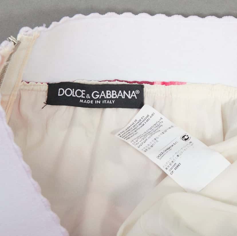 DOLCE & GABBANA Floral Elastic Skirt Beige Viscose Fair condition - Box View