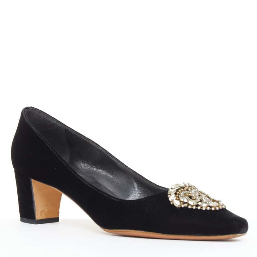 Manolo Blahnik Okkato Black Velvet Fair condition - Front View