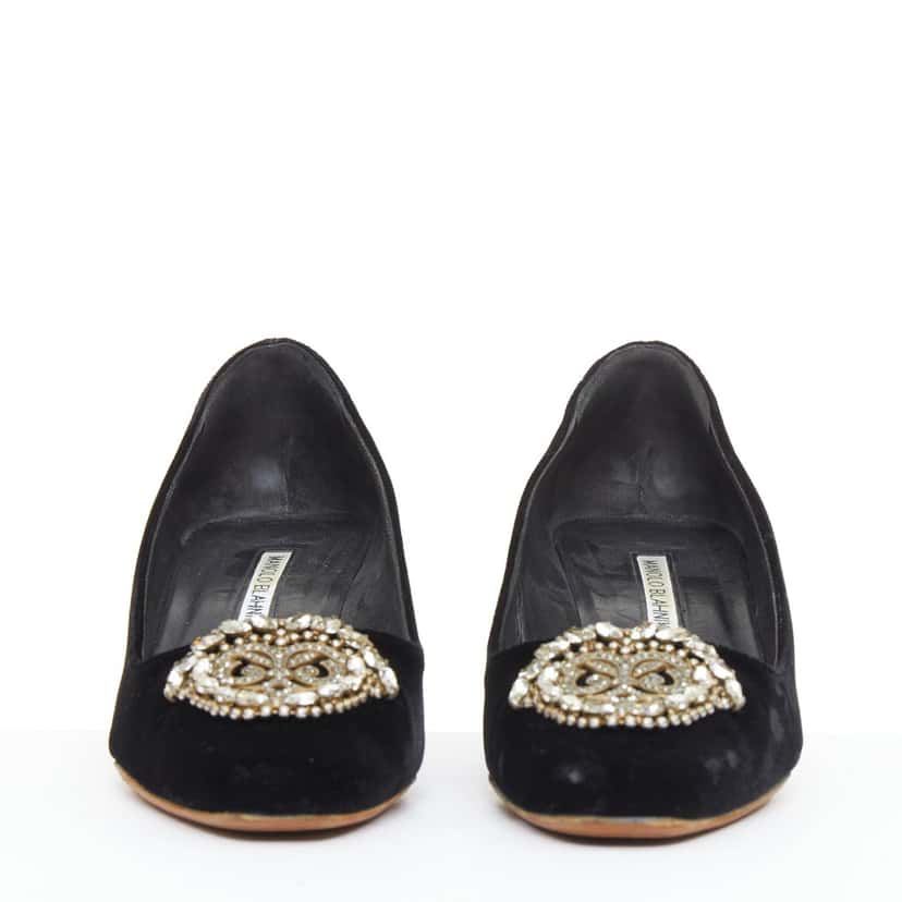 Manolo Blahnik Okkato Black Velvet Fair condition - Model View