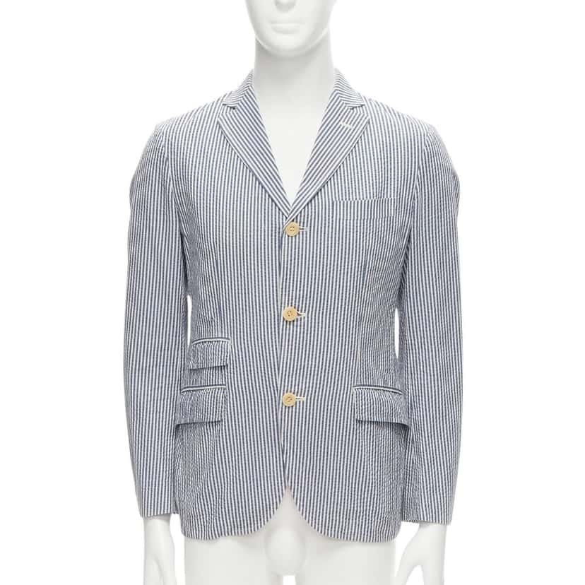 Junya Watanabe Striped Cotton Blazer Blue Cotton Never worn - Front View