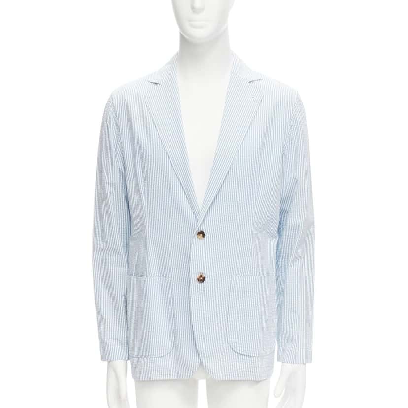 Lardini Stripe Button Blazer Blue Cotton Good condition - Front View