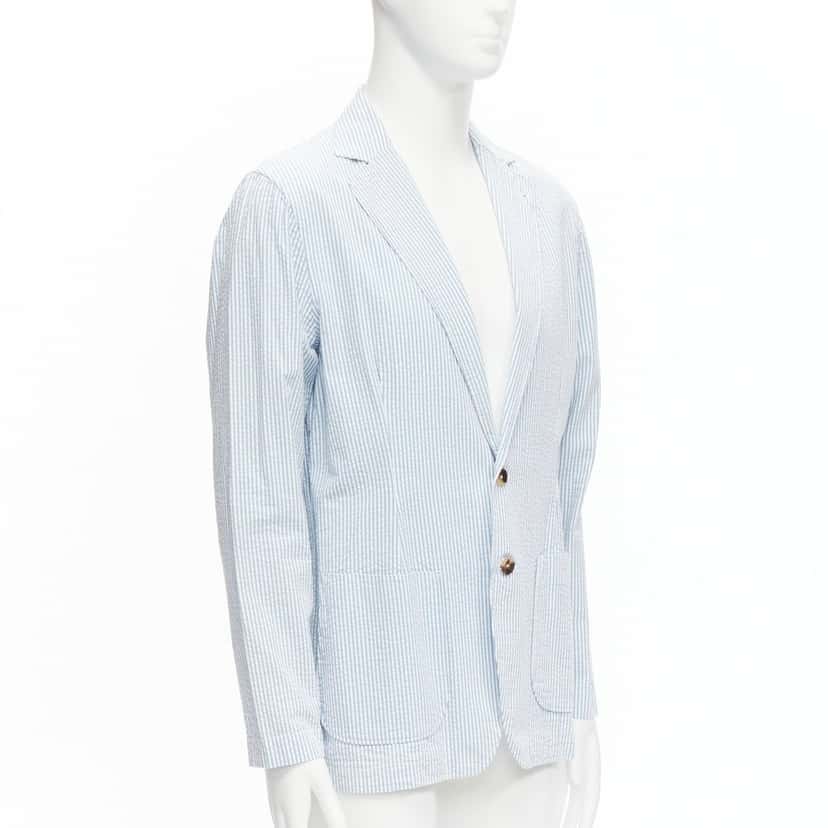 Lardini Stripe Button Blazer Blue Cotton Good condition - Inside View