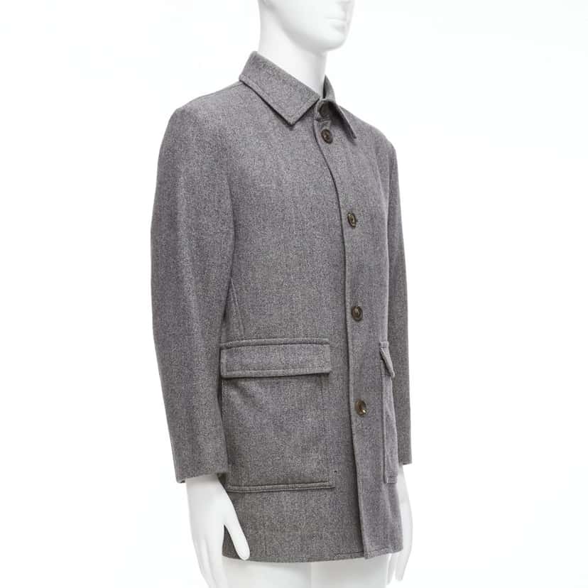 Lanvin Grey Herringbone Overcoat Grey Wool Very good condition - Inside View