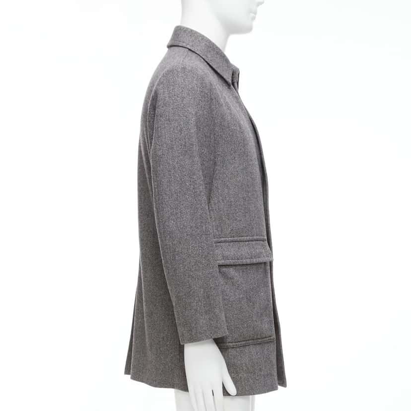 Lanvin Grey Herringbone Overcoat Grey Wool Very good condition - Model View