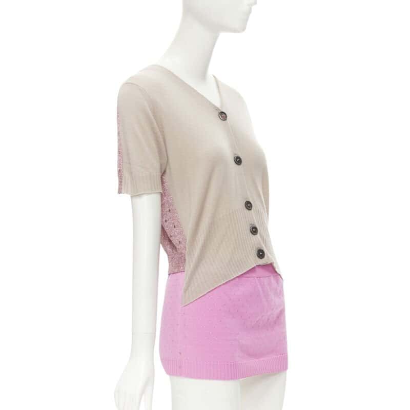 Louis Vuitton Layered Cardigan Khaki Polyamide Never worn - Front View