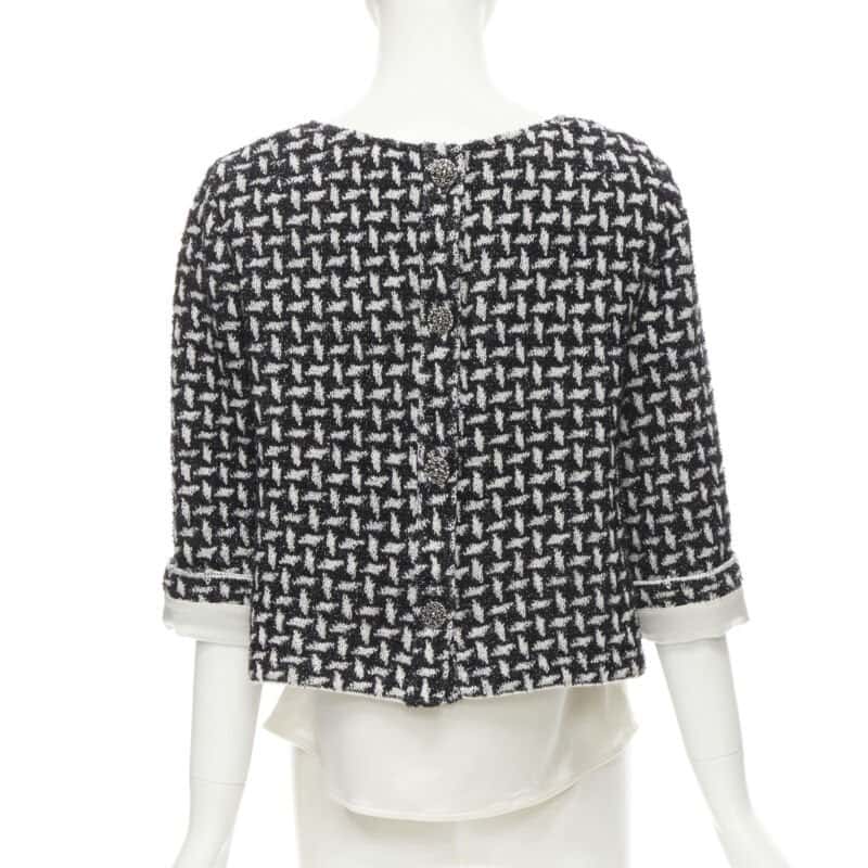 ST JOHN Crystal Layered Top Black Tweed Never worn - Box View