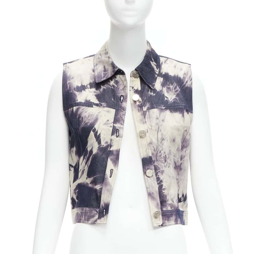 Celine Print Denim Jacket Blue Cotton Never worn - Front View