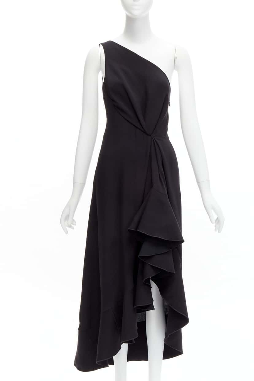 Dion Lee Drape Ruffle Dress Black Silk Never worn - Front View