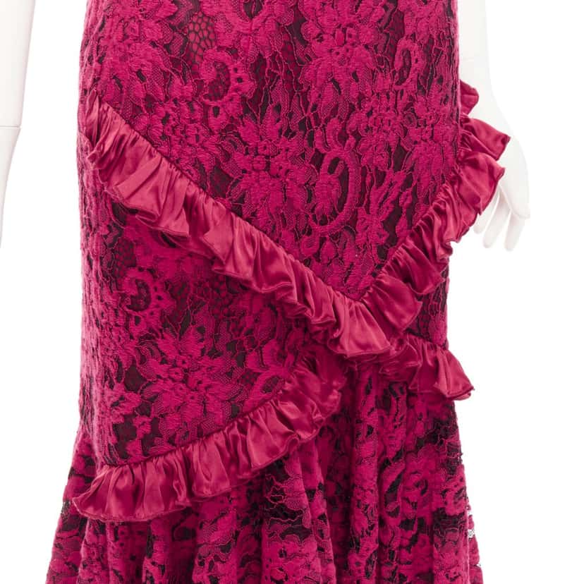 Romance Was Born Lace Ruffle Skirt Red Cotton Never worn - Back View