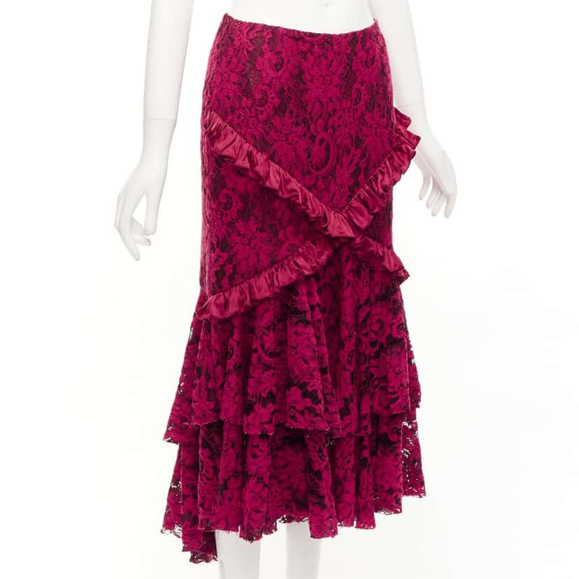 Romance Was Born Lace Ruffle Skirt Red Cotton Never worn - Inside View