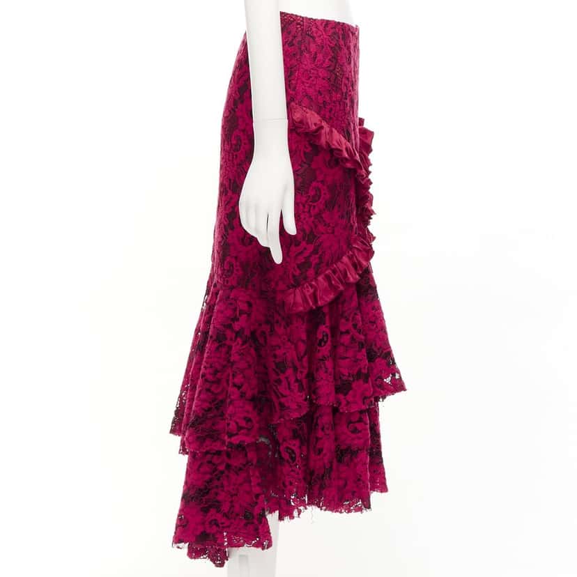 Romance Was Born Lace Ruffle Skirt Red Cotton Never worn - Model View