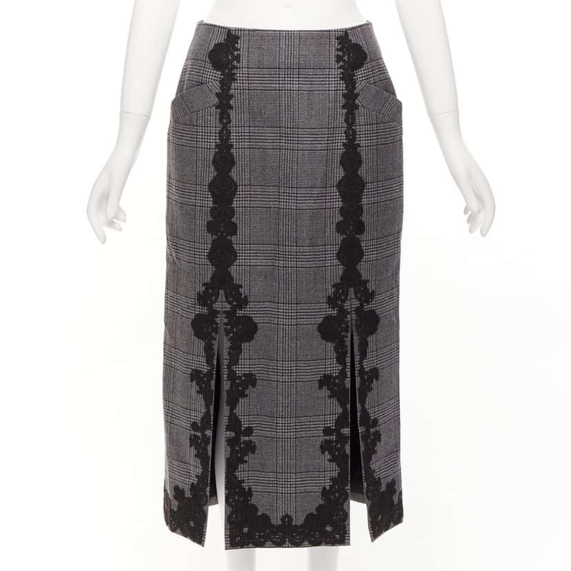Jonathan Simkhai Houndstooth Pencil Skirt Black Wool Never worn - Front View