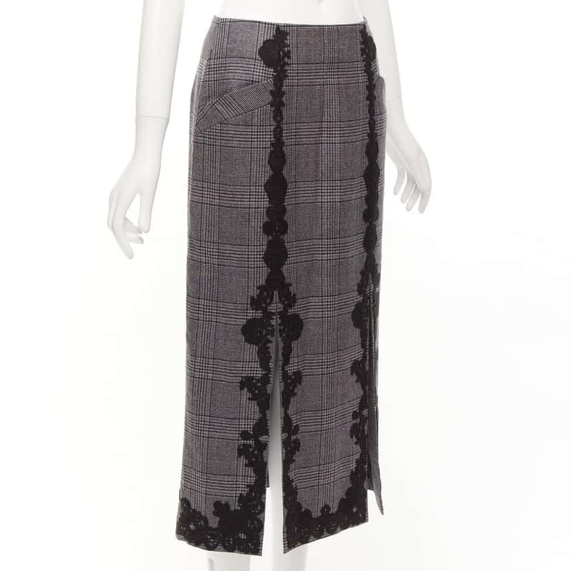 Jonathan Simkhai Houndstooth Pencil Skirt Black Wool Never worn - Inside View