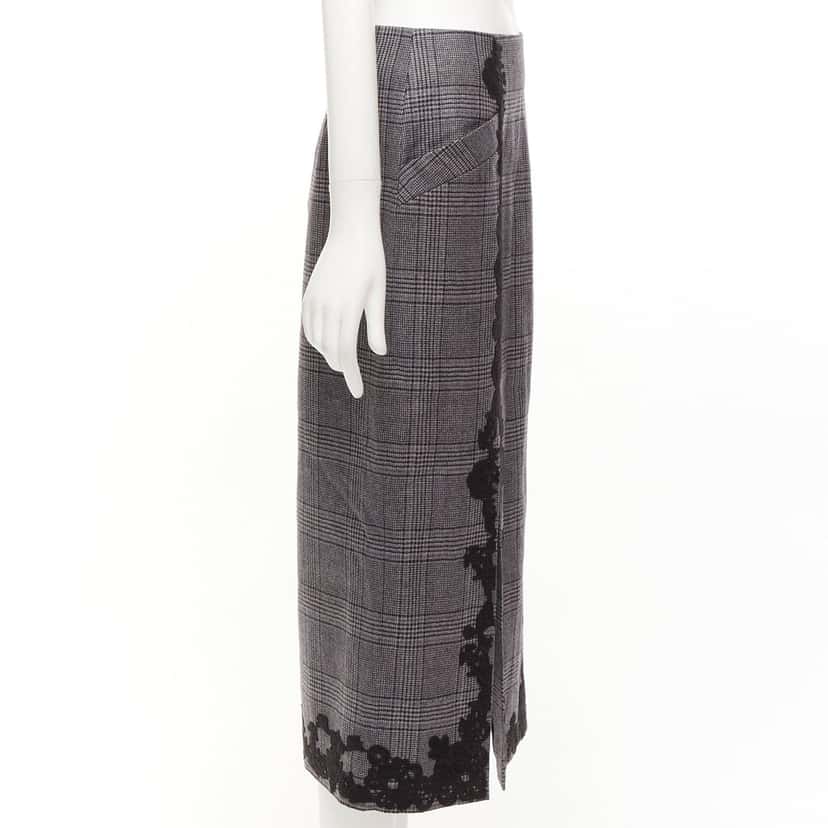 Jonathan Simkhai Houndstooth Pencil Skirt Black Wool Never worn - Model View