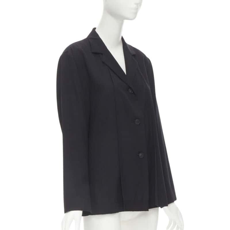Issey Miyake Relaxed Casual Blazer Black Wool Never worn - Front View