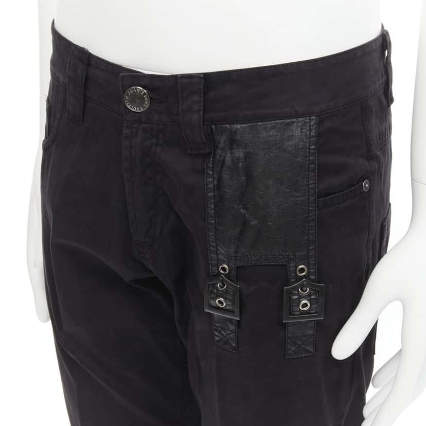 Jean Paul Gaultier Logo Embroidered Jeans Black Cotton Fair condition - Back View