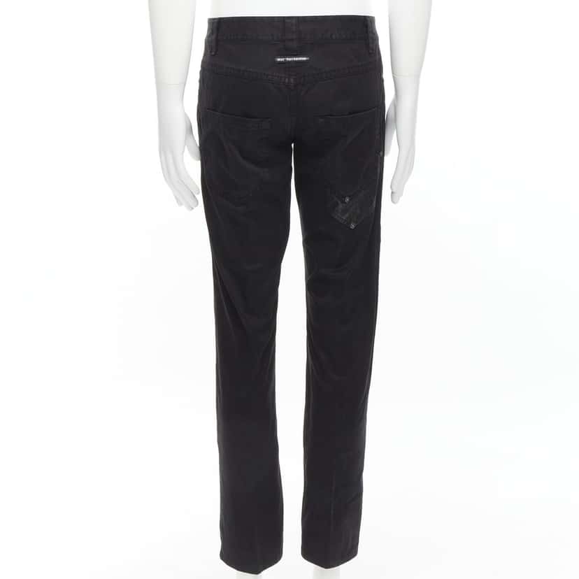 Jean Paul Gaultier Logo Embroidered Jeans Black Cotton Fair condition - Box View