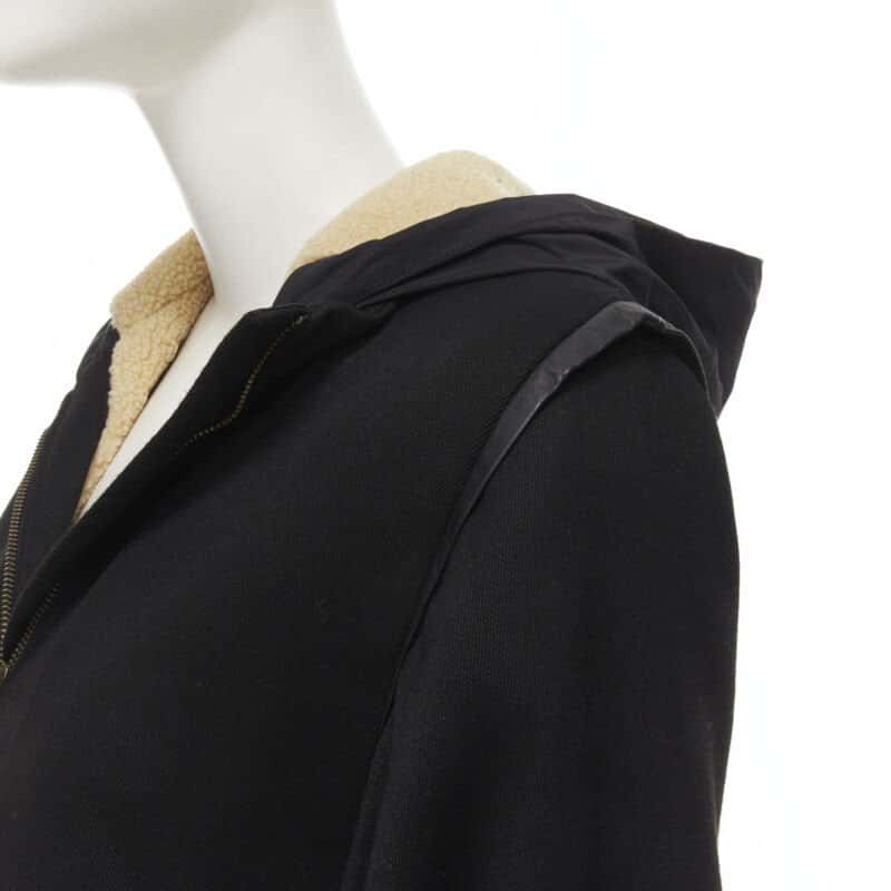 Maje Black Shearling Flared Coat Black Polyester Never worn - Back View
