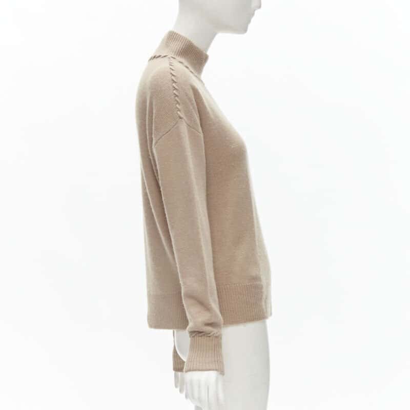 Theory Whipstitch Turtleneck Brown Cashmere Very good condition - Model View