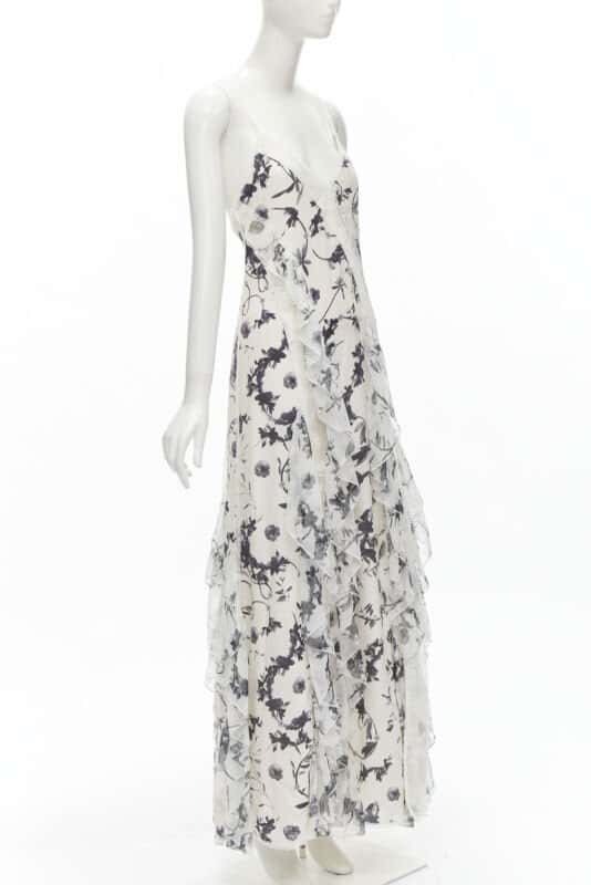 ALICE & OLIVIA Floral Maxi Dress Anthracite Silk Never worn, with tag - Inside View