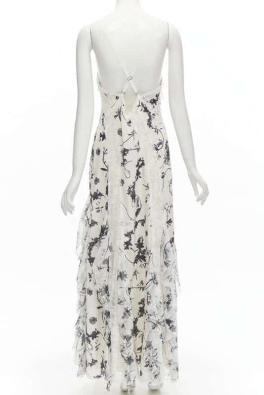 ALICE & OLIVIA Floral Maxi Dress Anthracite Silk Never worn, with tag - Box View
