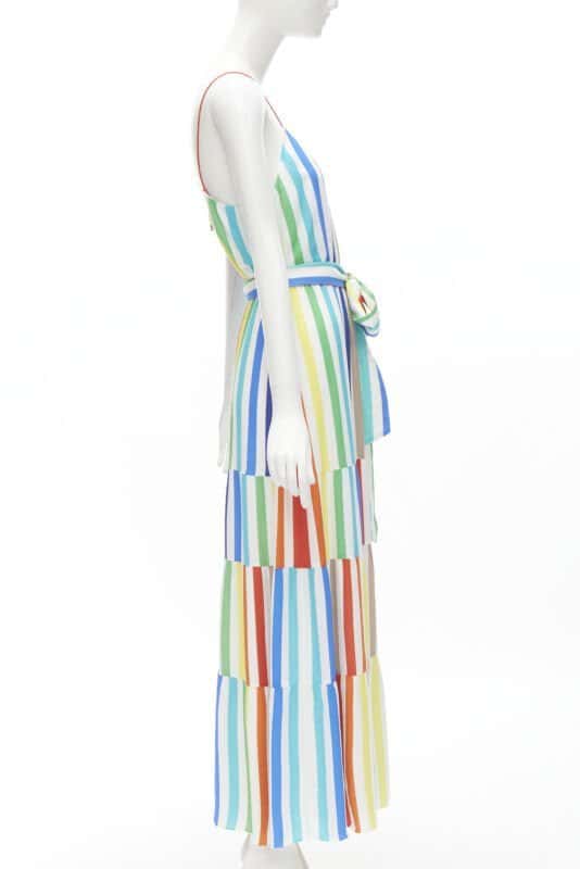 ALICE & OLIVIA Striped Belted Dress MultiColor Viscose Never worn - Model View