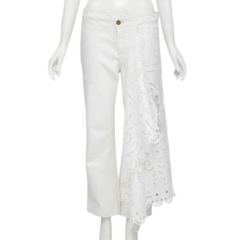 Monse White Draped Straight Jeans White Cotton Very good condition - Front View