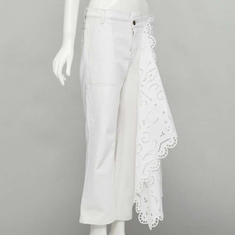 Monse White Draped Straight Jeans White Cotton Very good condition - Inside View