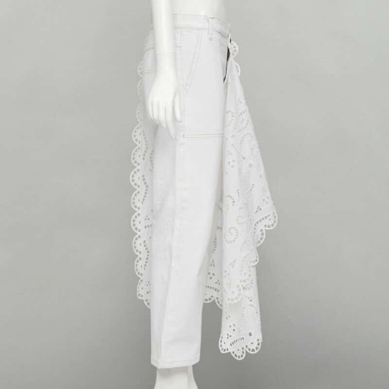 Monse White Draped Straight Jeans White Cotton Very good condition - Model View